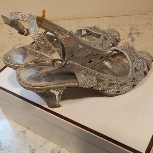 Diamonte London Silver Sling Back Heels